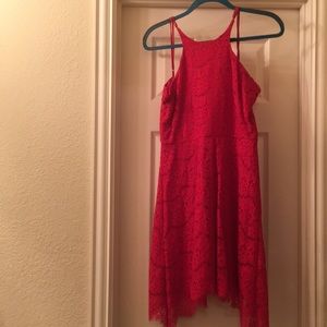 Amazing red lace party dress